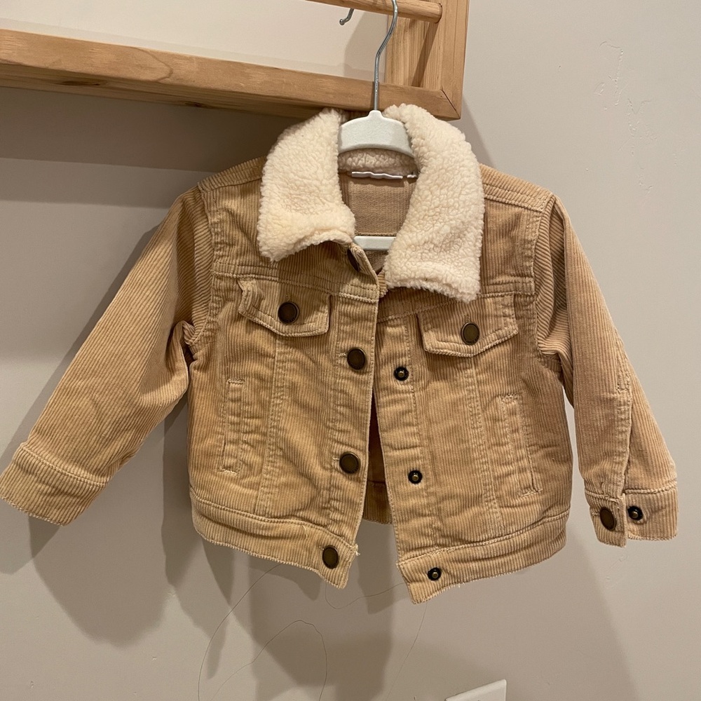 Jamie Kay Cream and Tan Jean Jacket with Cozy Collar